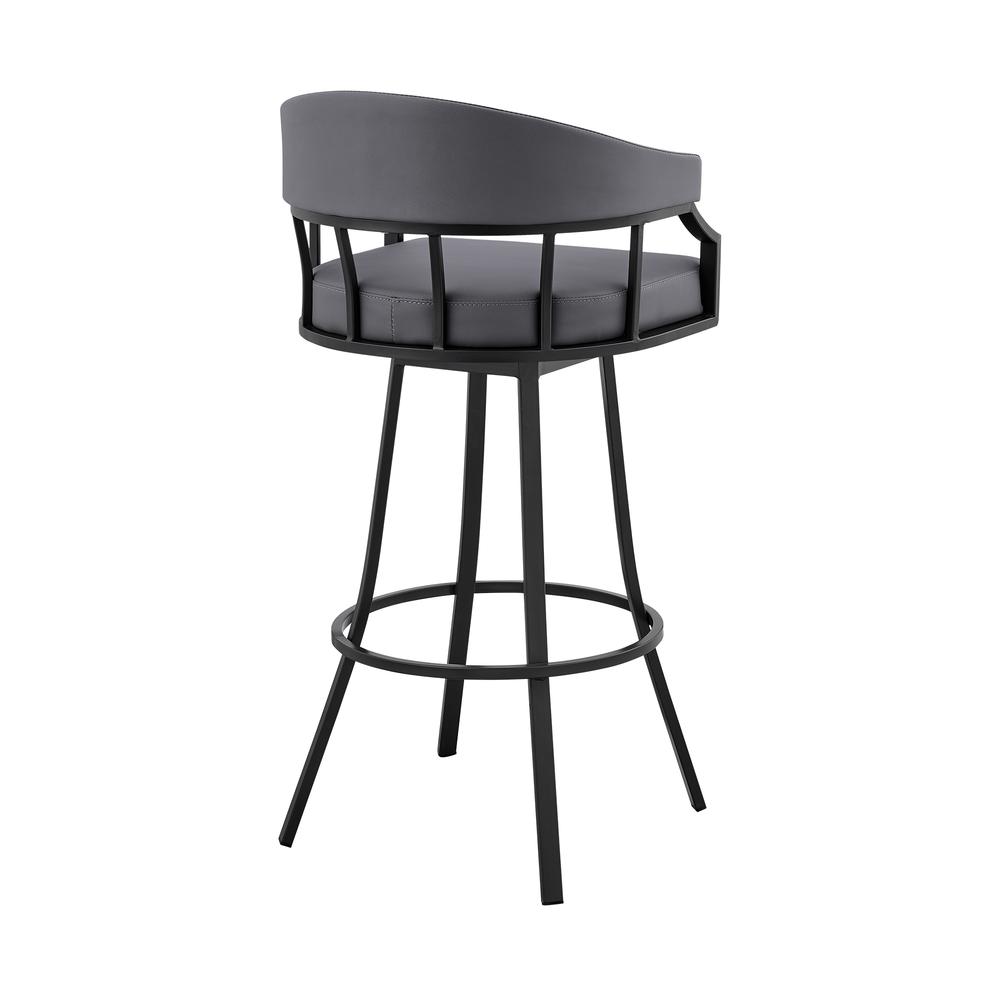 Palmdale 26" Swivel Slate Grey Faux Leather and Black Metal Bar Stool. Picture 3