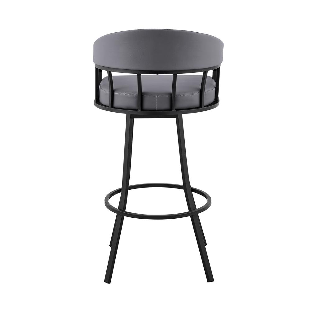Palmdale 26" Swivel Slate Grey Faux Leather and Black Metal Bar Stool. Picture 4