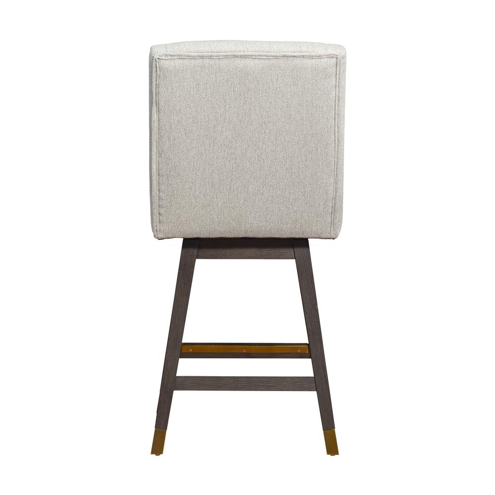 Stancoste Swivel Counter Stool in Grey Oak Wood Finish with Taupe Fabric. Picture 4
