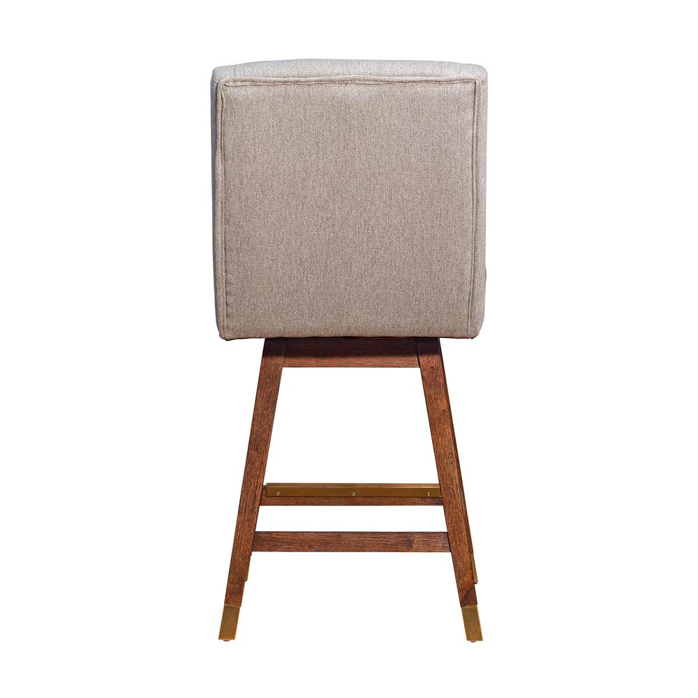 Stancoste Swivel Counter Stool in Brown Oak Wood Finish with Taupe Fabric. Picture 4