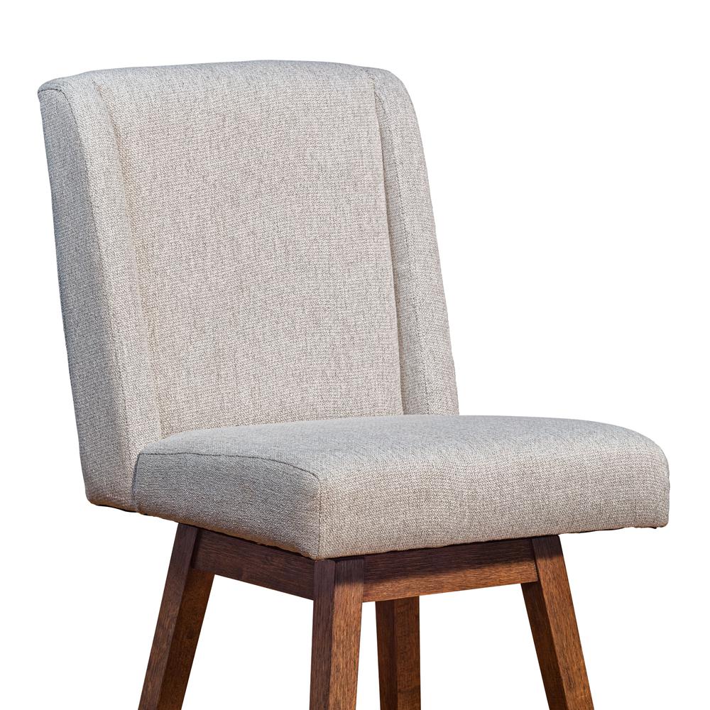 Stancoste Swivel Counter Stool in Brown Oak Wood Finish with Taupe Fabric. Picture 5