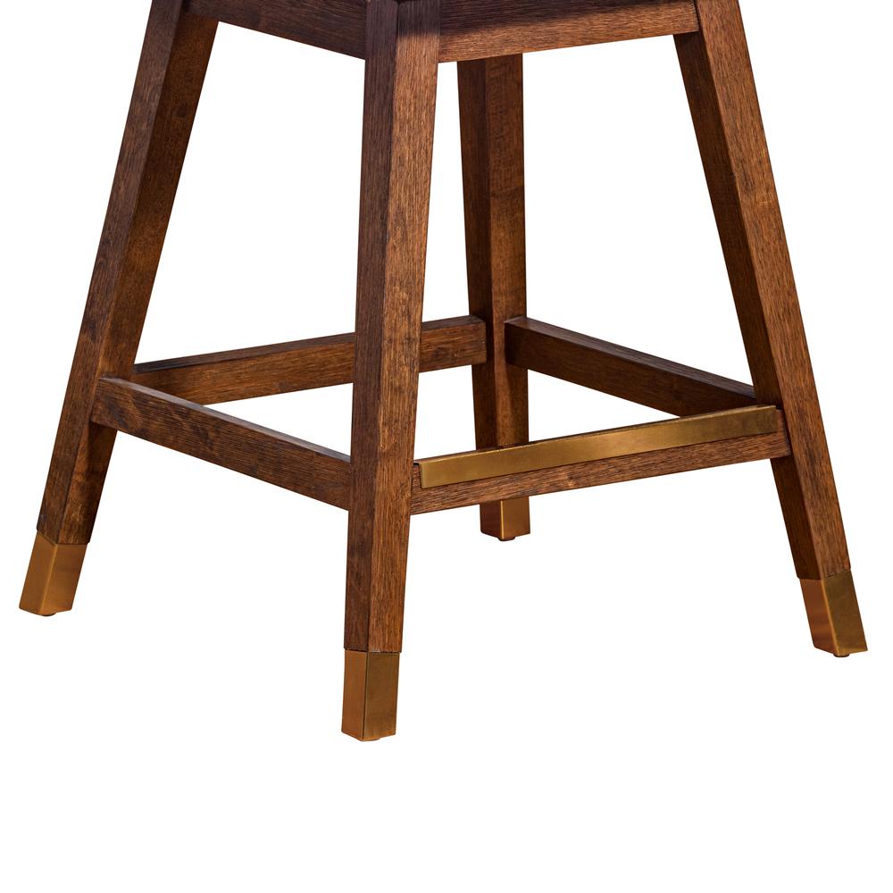Stancoste Swivel Counter Stool in Brown Oak Wood Finish with Taupe Fabric. Picture 7