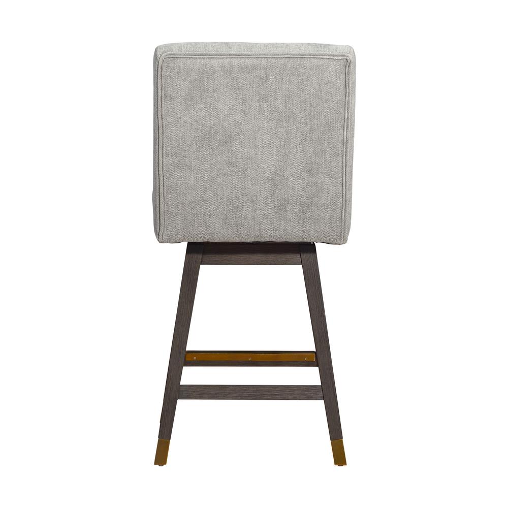 Stancoste Swivel Counter Stool in Grey Oak Wood Finish with Mocha Fabric. Picture 4