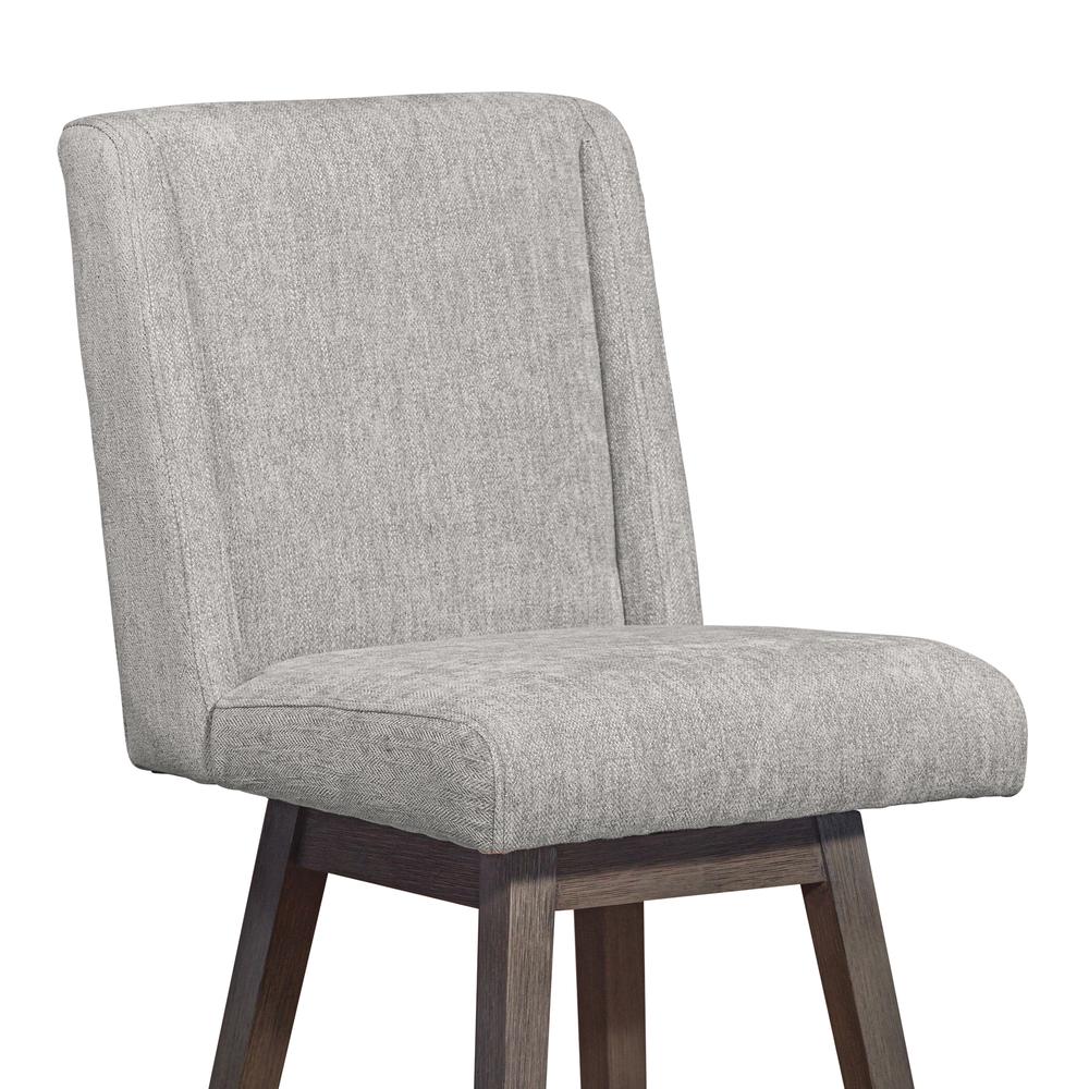 Stancoste Swivel Counter Stool in Grey Oak Wood Finish with Mocha Fabric. Picture 5