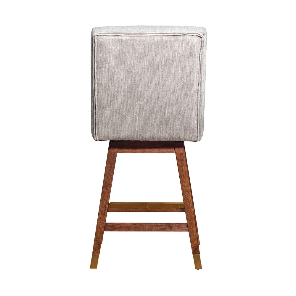 Stancoste Swivel Counter Stool in Brown Oak Wood Finish with Beige Fabric. Picture 4