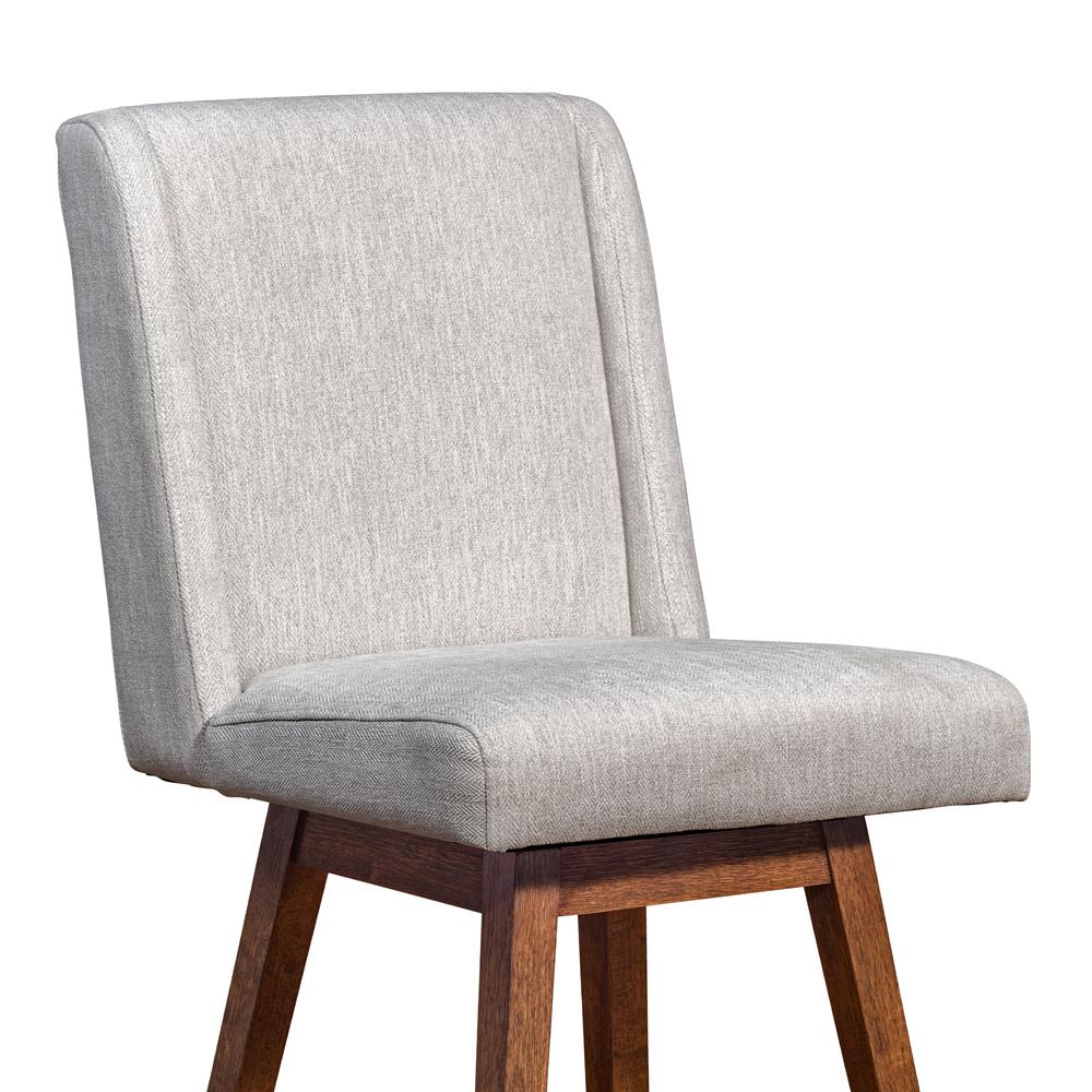 Stancoste Swivel Counter Stool in Brown Oak Wood Finish with Beige Fabric. Picture 5