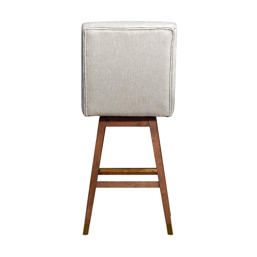 Stancoste Swivel Bar Stool in Brown Oak Wood Finish with Beige Fabric. Picture 5