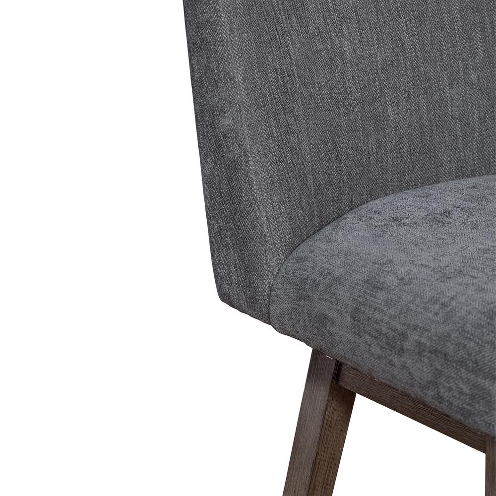 Basila Swivel Counter Stool in Grey Oak Wood Finish with Grey Fabric. Picture 7