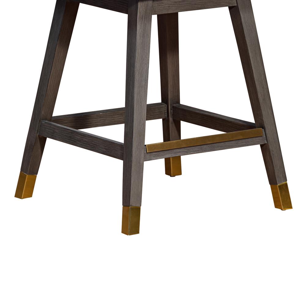 Basila Swivel Counter Stool in Grey Oak Wood Finish with Grey Fabric. Picture 8