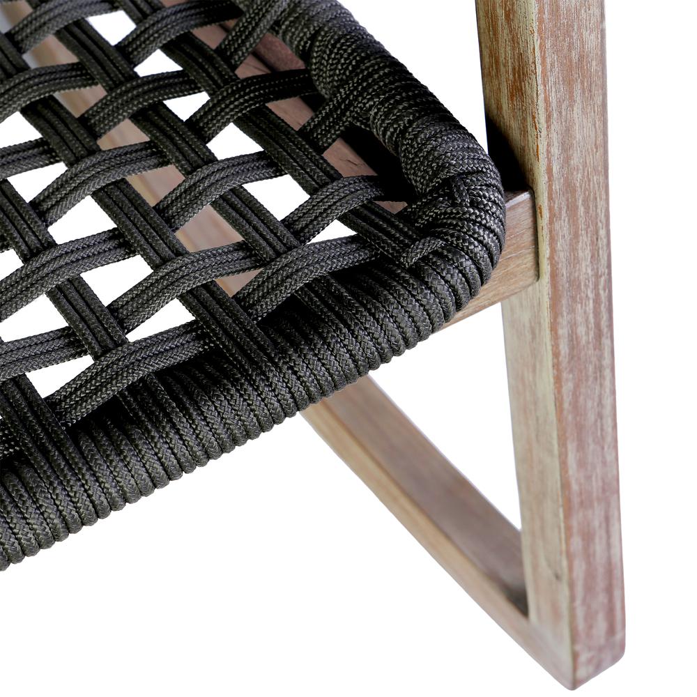 Sequoia Outdoor Patio Rocking Chair in Light Eucalyptus Wood and Charoal Rope. Picture 6