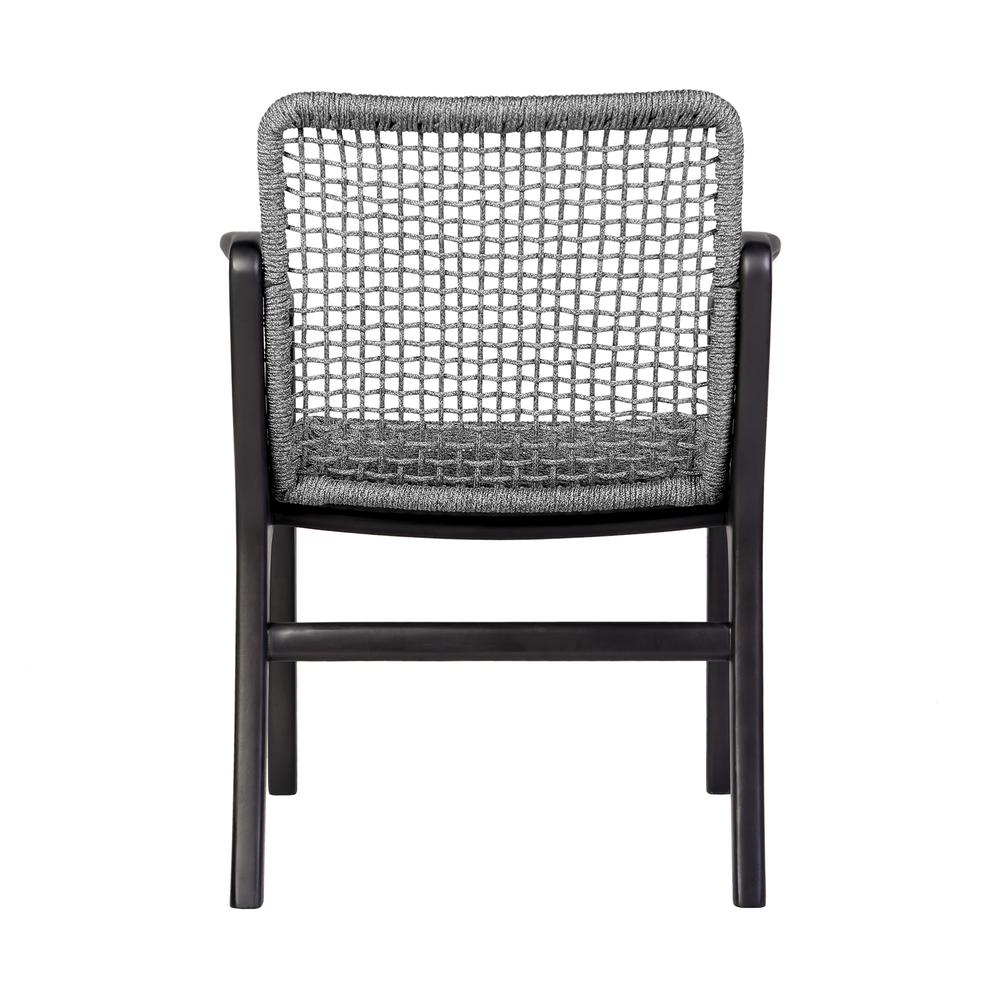Brighton Outdoor Patio Dining Chair in Dark Eucalyptus Wood and Grey Rope. Picture 5