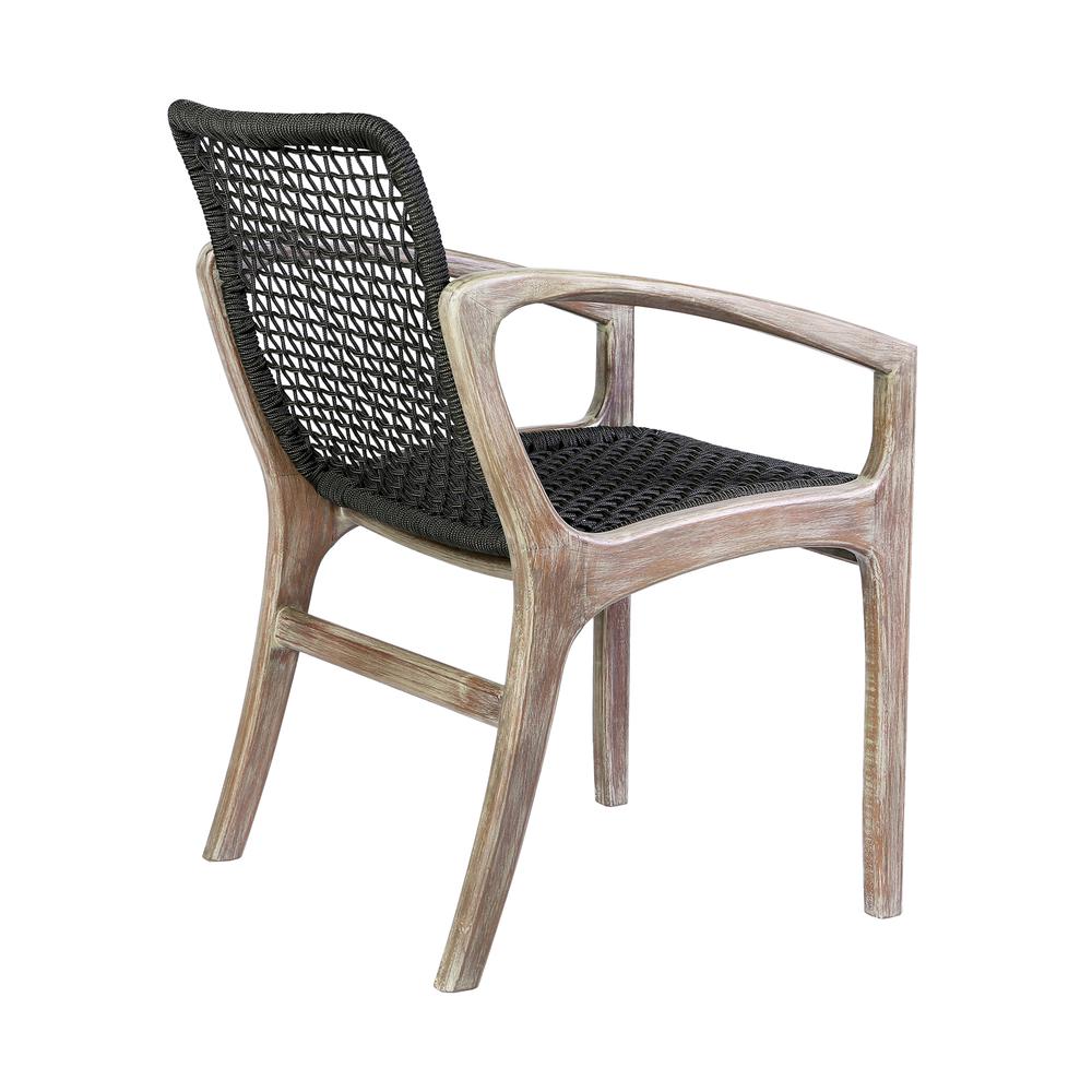 Brighton Outdoor Patio Dining Chair in Light Eucalyptus Wood and Charcoal Rope. Picture 3