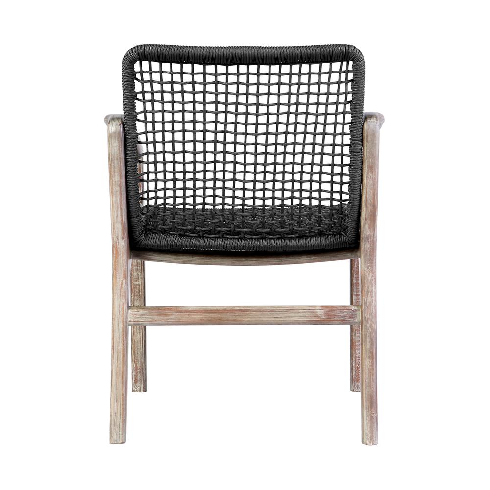 Brighton Outdoor Patio Dining Chair in Light Eucalyptus Wood and Charcoal Rope. Picture 4