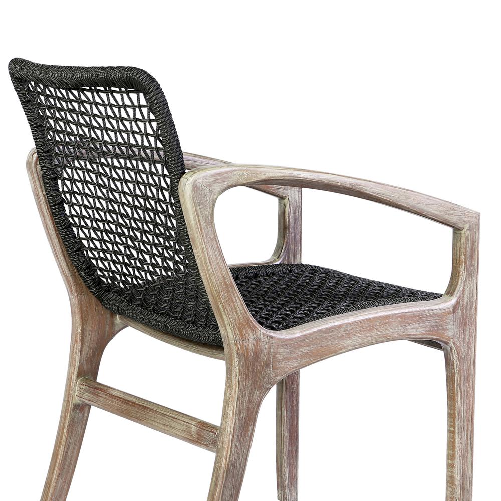 Brighton Outdoor Patio Dining Chair in Light Eucalyptus Wood and Charcoal Rope. Picture 6