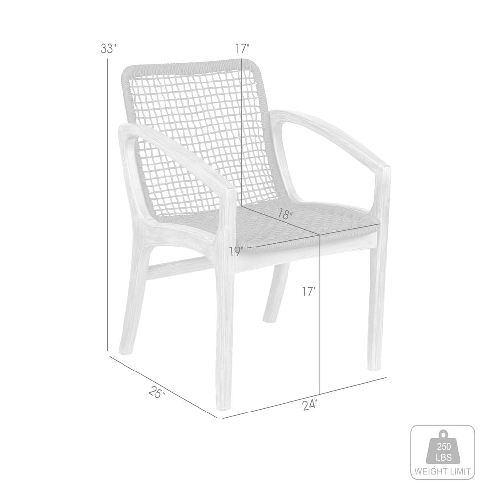 Brighton Outdoor Patio Dining Chair in Light Eucalyptus Wood and Charcoal Rope. Picture 10