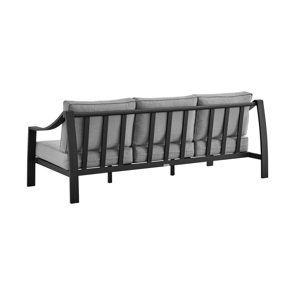 Mongo 4 Piece Outdoor Patio Furniture Set in Black Aluminum with Grey Cushions. Picture 2