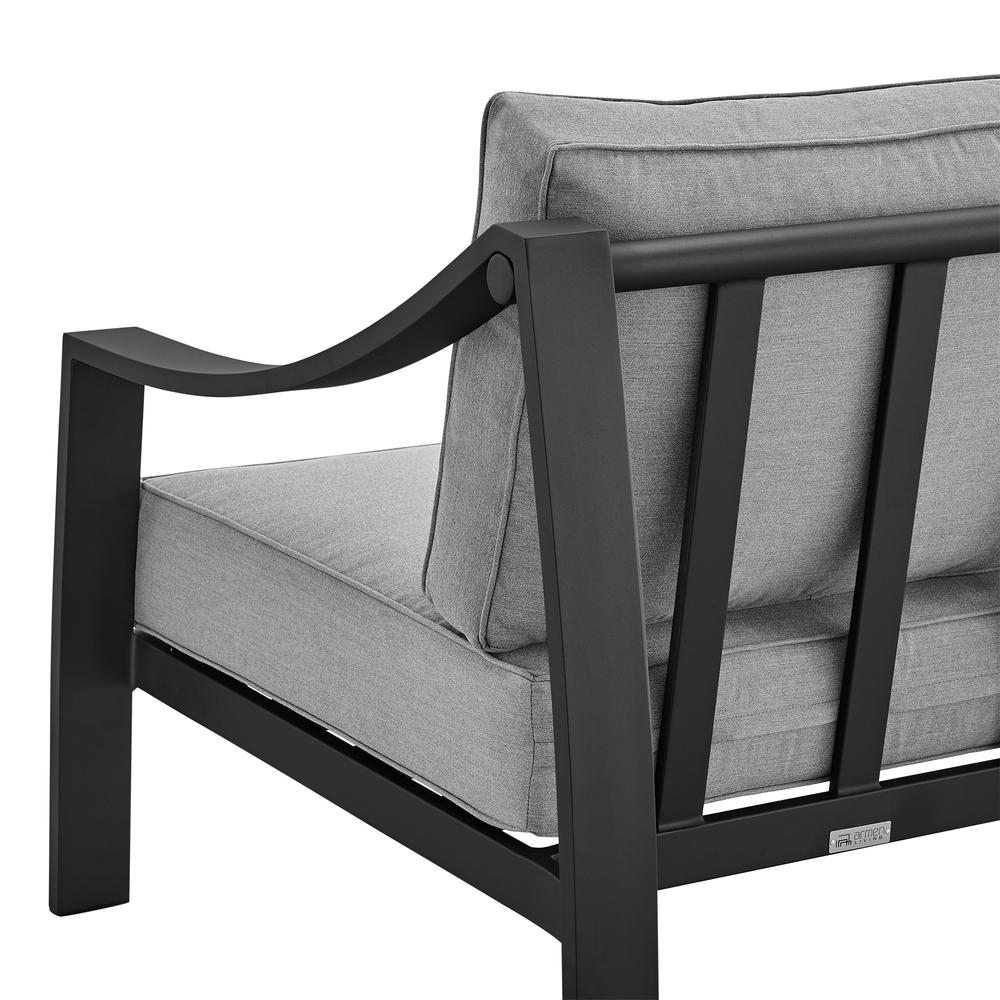 Mongo 4 Piece Outdoor Patio Furniture Set in Black Aluminum with Grey Cushions. Picture 8