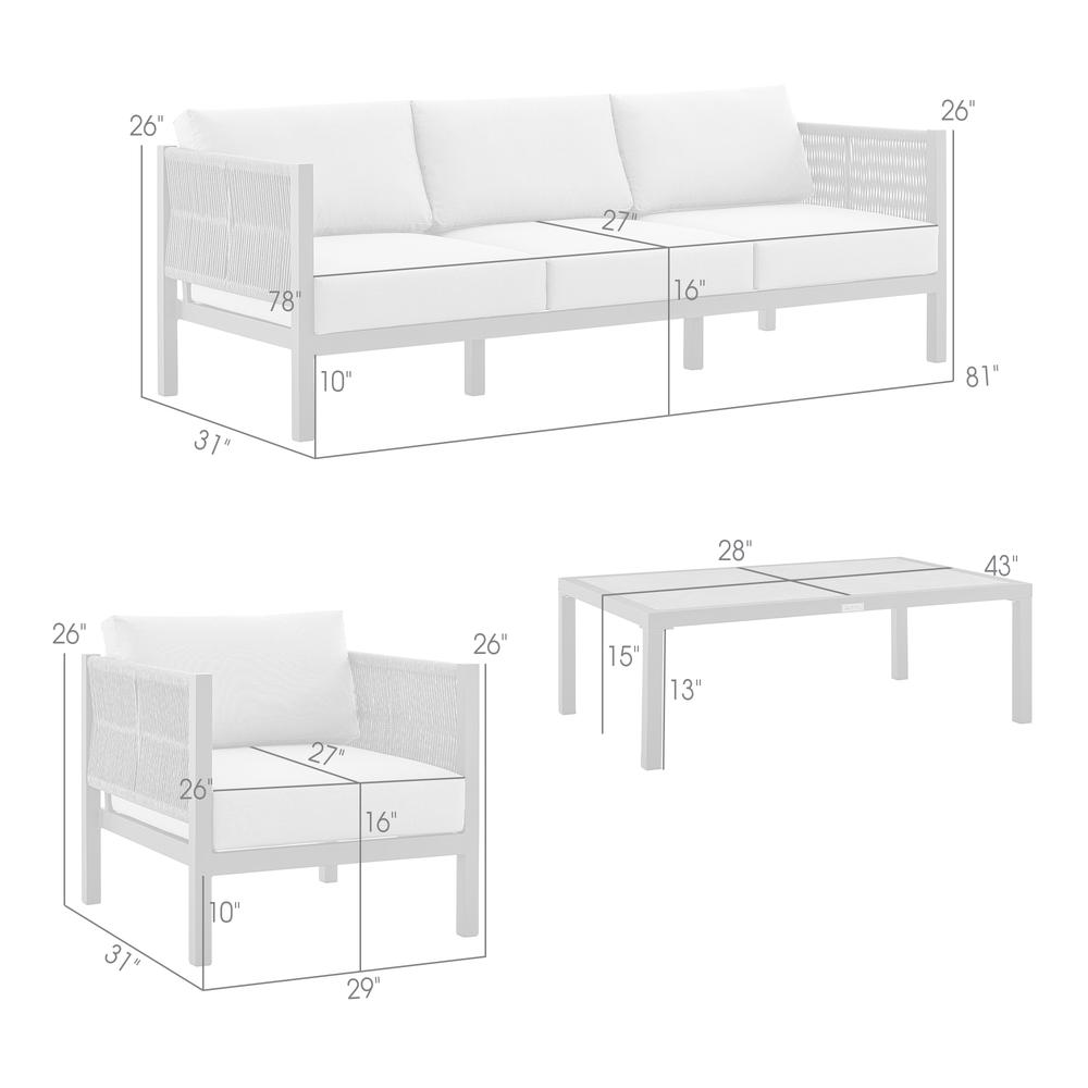 Cuffay 4 Piece Outdoor Patio Furniture Set Grey Cushions. Picture 12