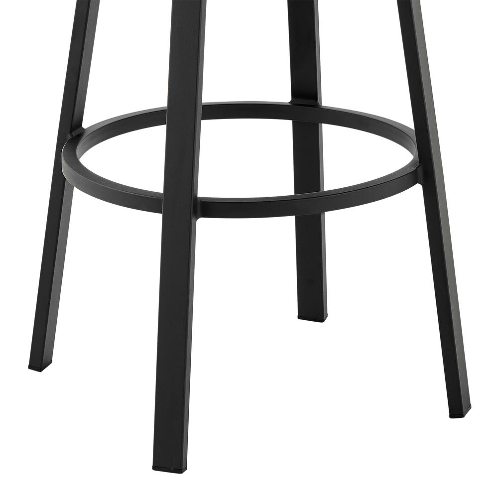 Don 30" Outdoor Patio Bar Stool in Black Aluminum with Grey Cushions. Picture 7