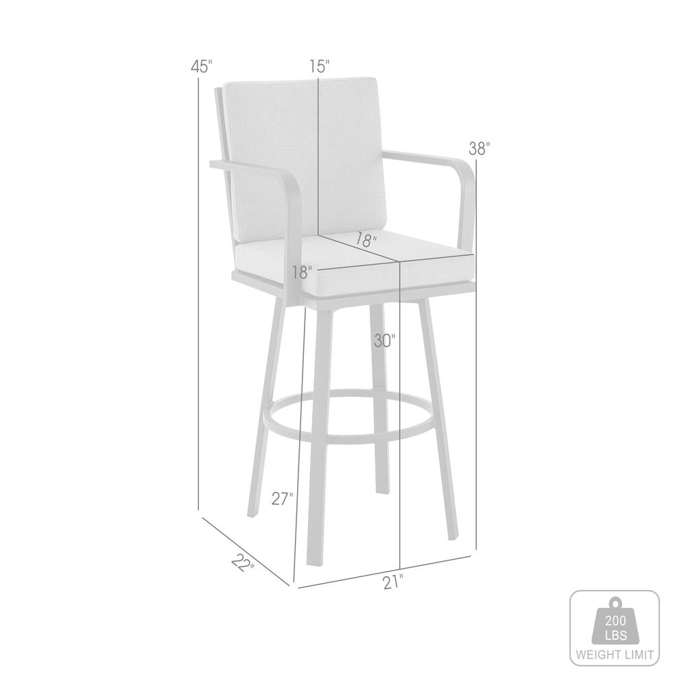 Don 30" Outdoor Patio Bar Stool in Black Aluminum with Grey Cushions. Picture 9