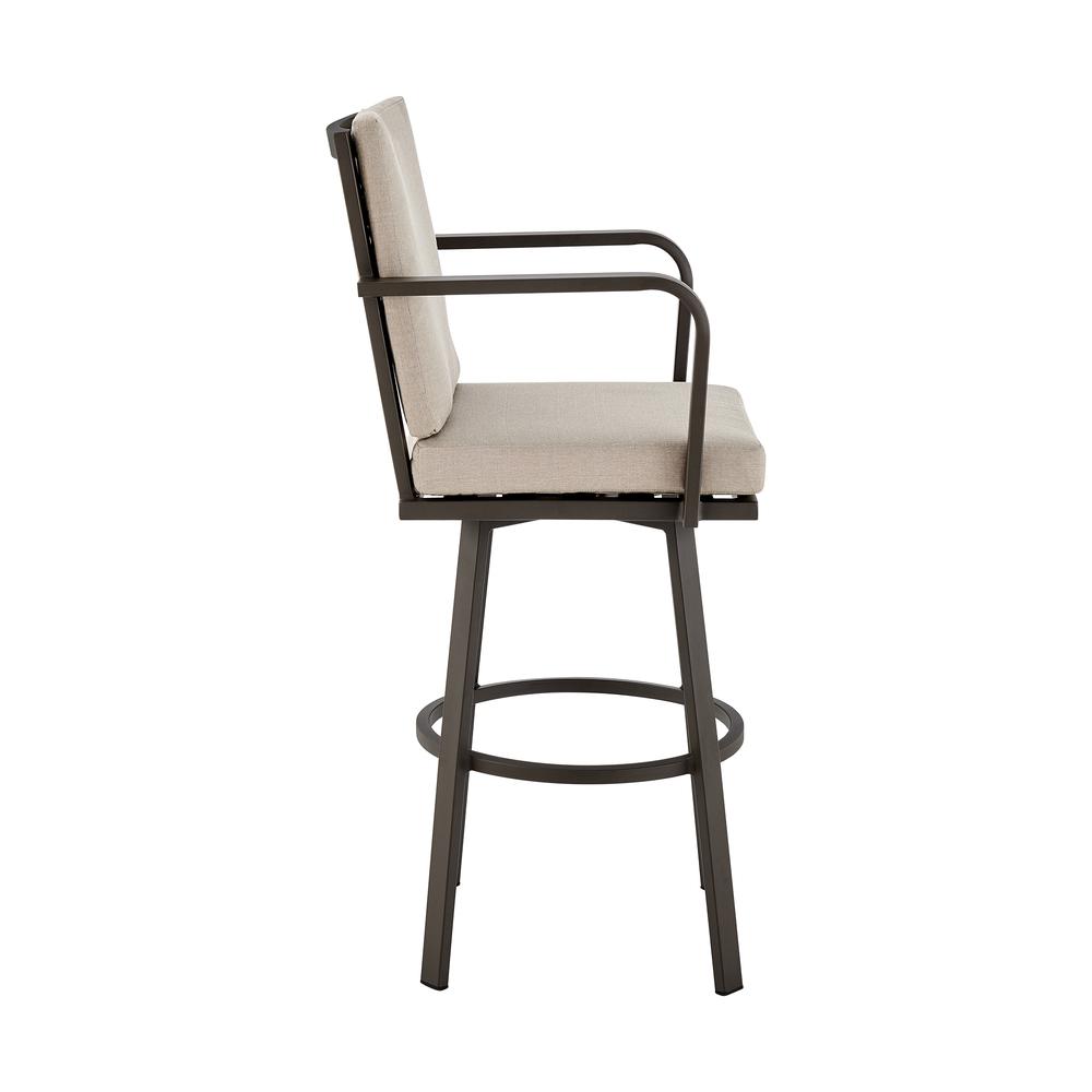 Don 30" Outdoor Patio Bar Stool in Brown Aluminum with Cushions. Picture 2