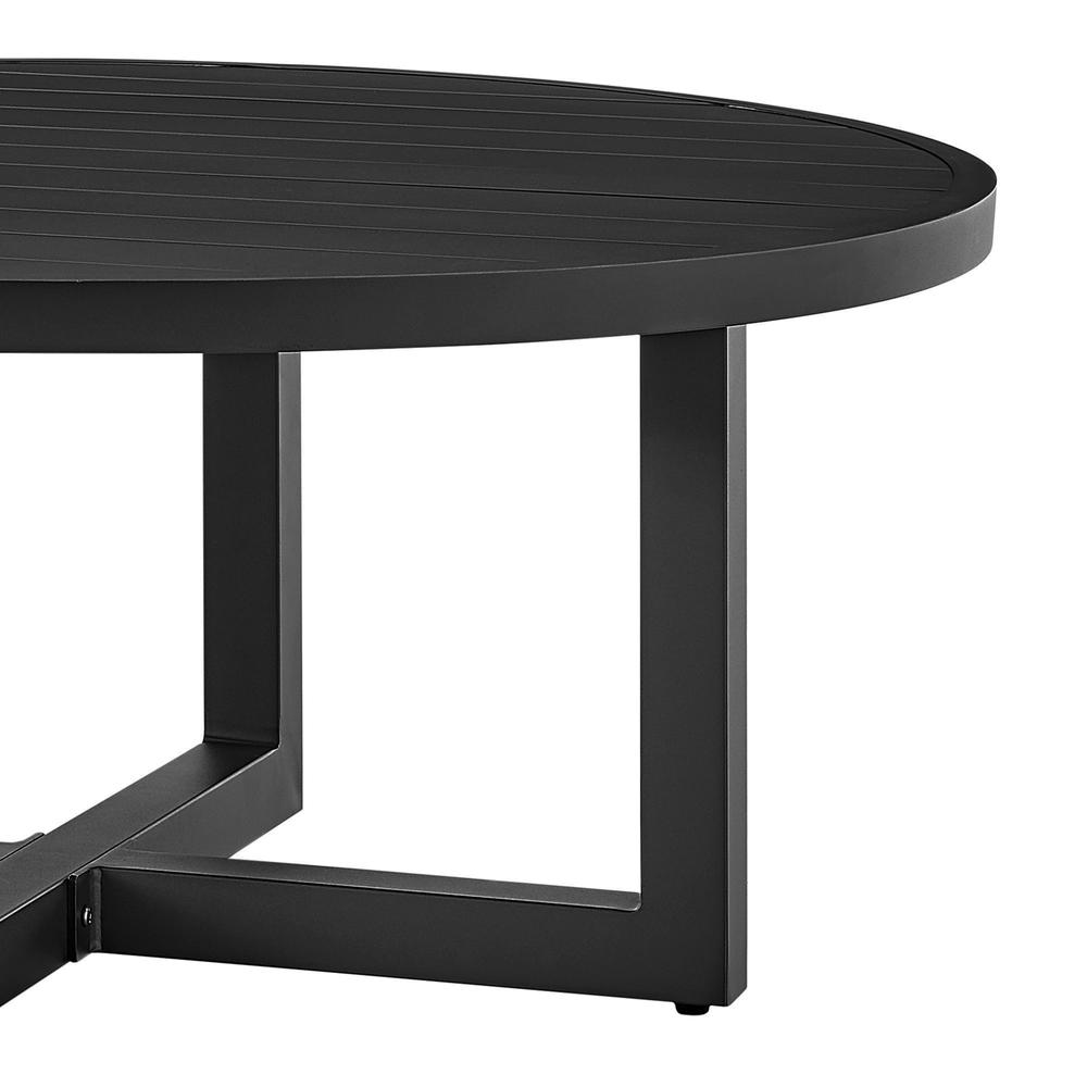 Argiope Outdoor Patio Round Coffee Table in Black Aluminum. Picture 2