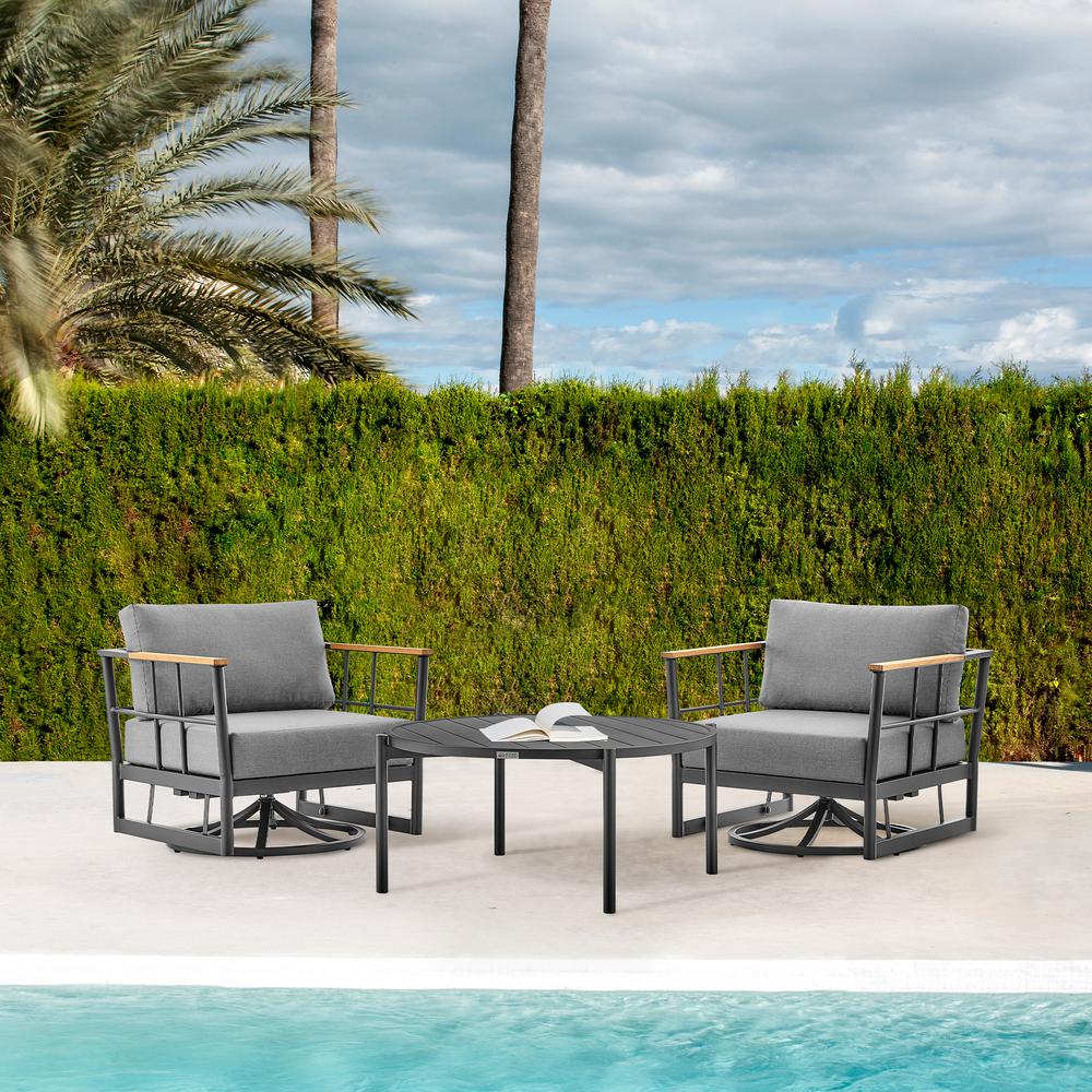 Shari and Tiffany 3 Piece Patio Outdoor Swivel Seating Set. Picture 10