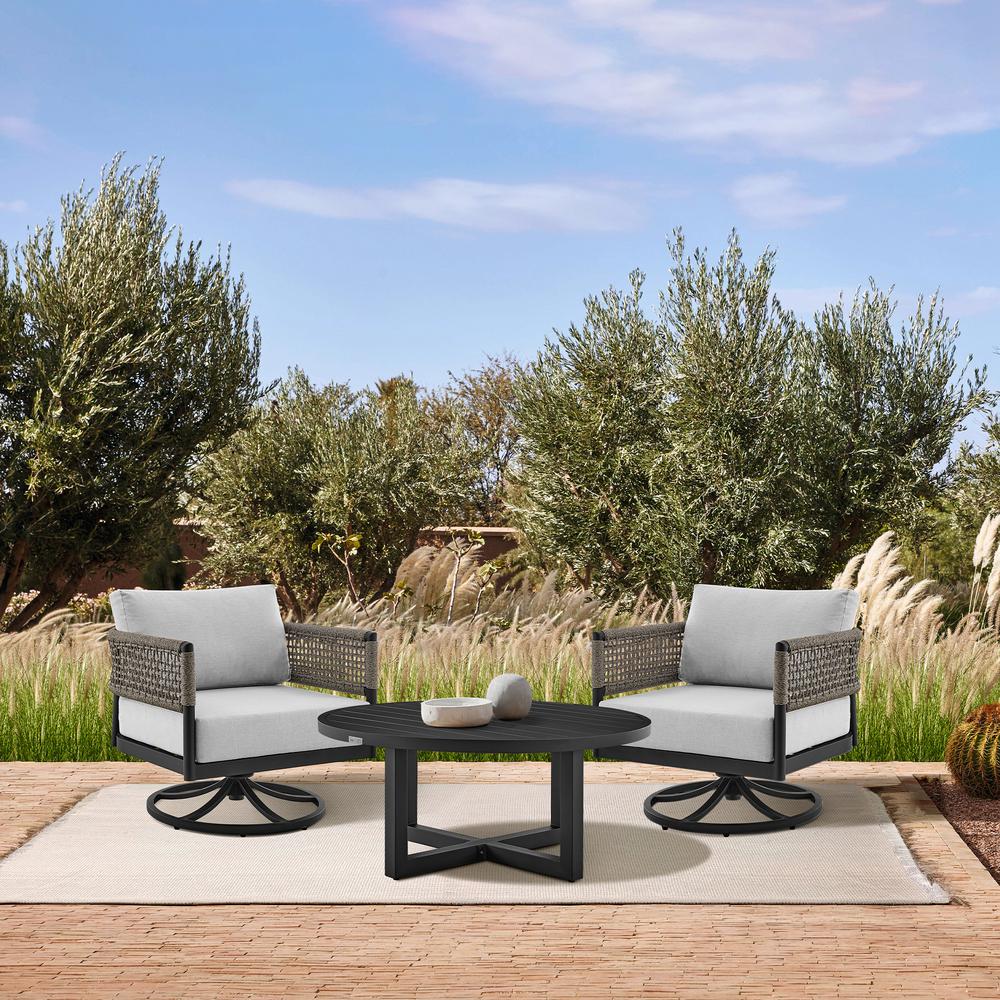Felicia and Argiope 3 Piece Patio Outdoor Swivel Seating Set. Picture 11