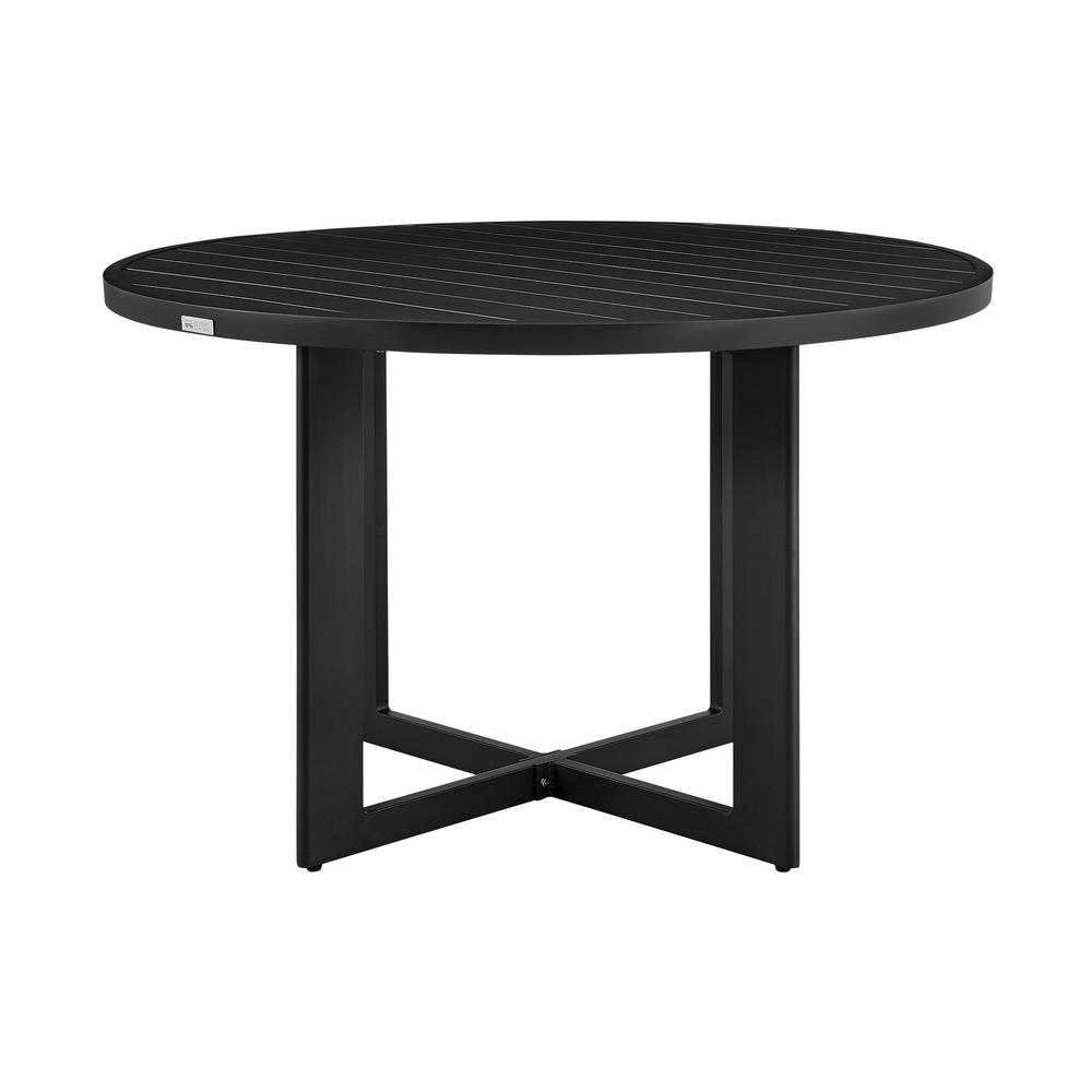 Grand Outdoor Patio Round Dining Table in Aluminum. Picture 1
