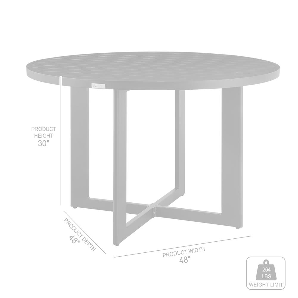 Grand Outdoor Patio Round Dining Table in Aluminum. Picture 7