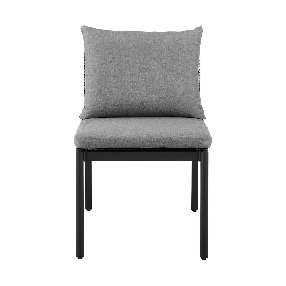 Grand Outdoor Patio Dining Chairs in Aluminum with Grey Cushions - Set of 2. Picture 2
