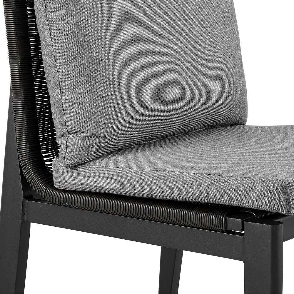 Grand Outdoor Patio Dining Chairs in Aluminum with Grey Cushions - Set of 2. Picture 6