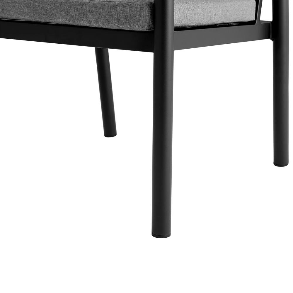 Royal Black Aluminum and Teak Outdoor Dining Chair - Set of 2. Picture 6