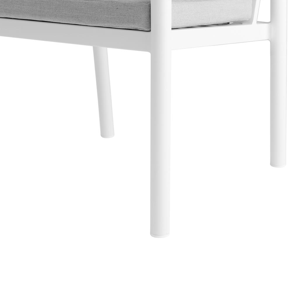 Royal White Aluminum and Teak Outdoor Dining Chair - Set of 2. Picture 6