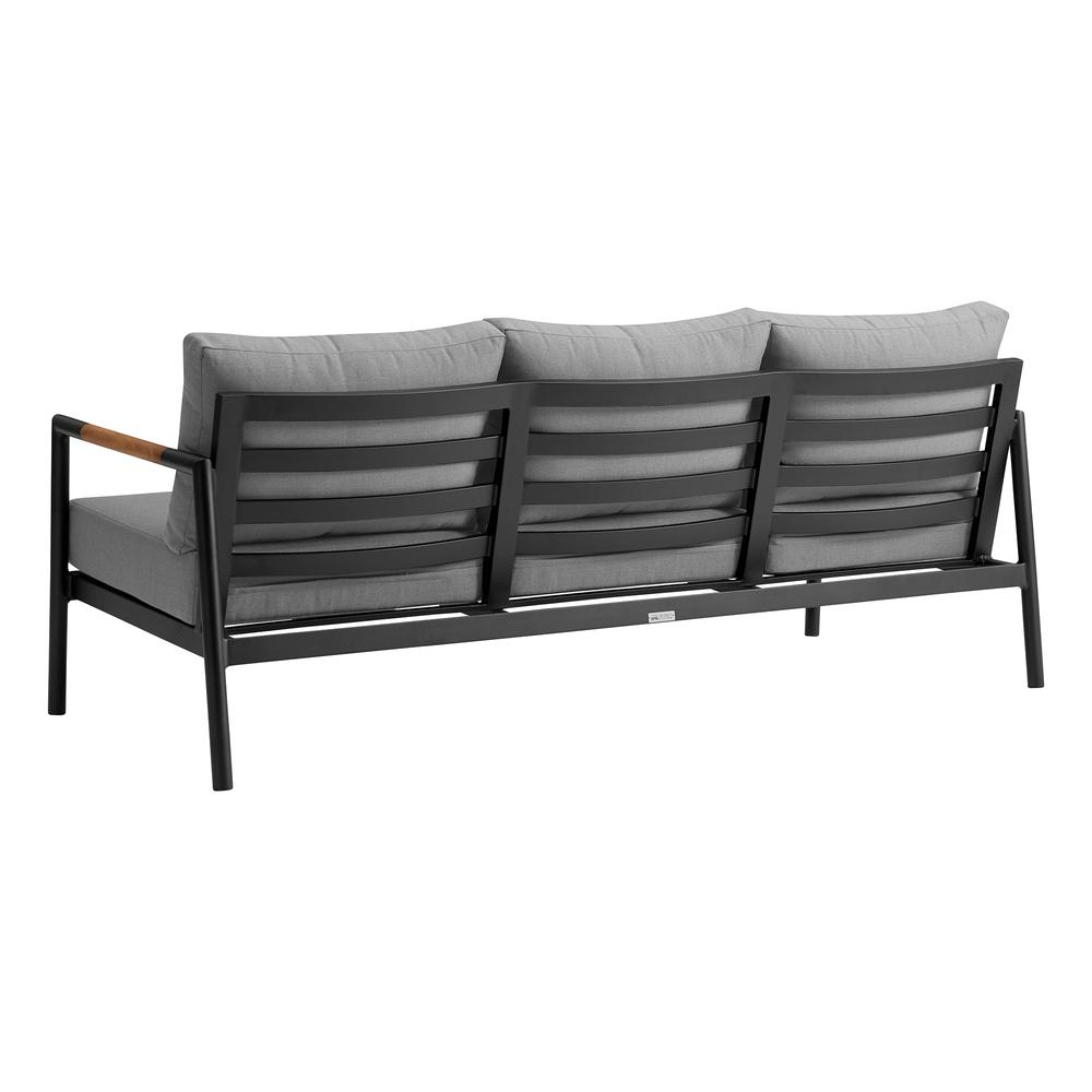 Royal 4 Piece Black Aluminum and Teak Outdoor Seating Set. Picture 2
