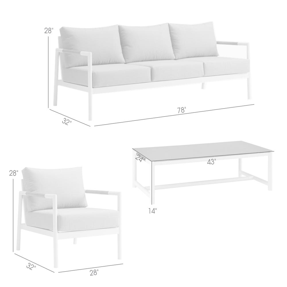 Royal 4 Piece White Aluminum and Teak Outdoor Seating Set. Picture 8