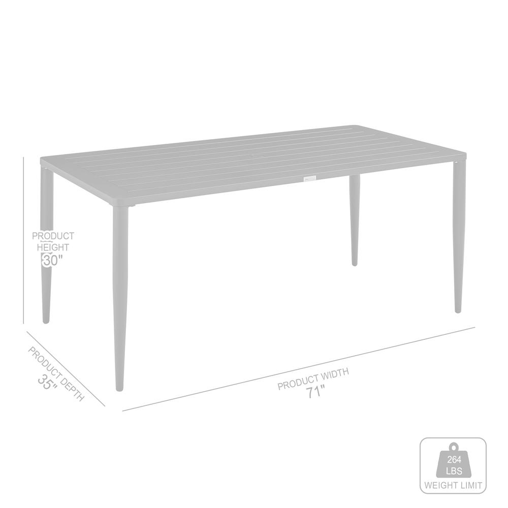 Beowulf Outdoor Patio Dining Table in Aluminum. Picture 6