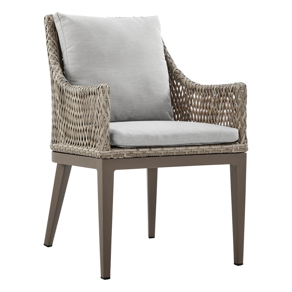 Silvana Outdoor Wicker and Aluminum Gray Dining Chair - Set of 2. Picture 1