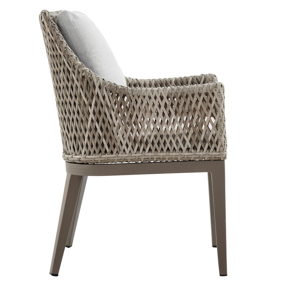 Silvana Outdoor Wicker and Aluminum Gray Dining Chair - Set of 2. Picture 3