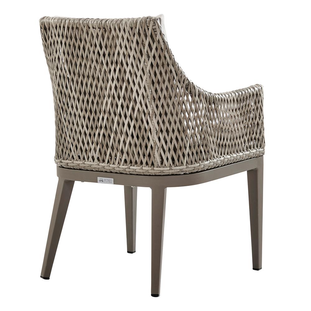 Silvana Outdoor Wicker and Aluminum Gray Dining Chair - Set of 2. Picture 4