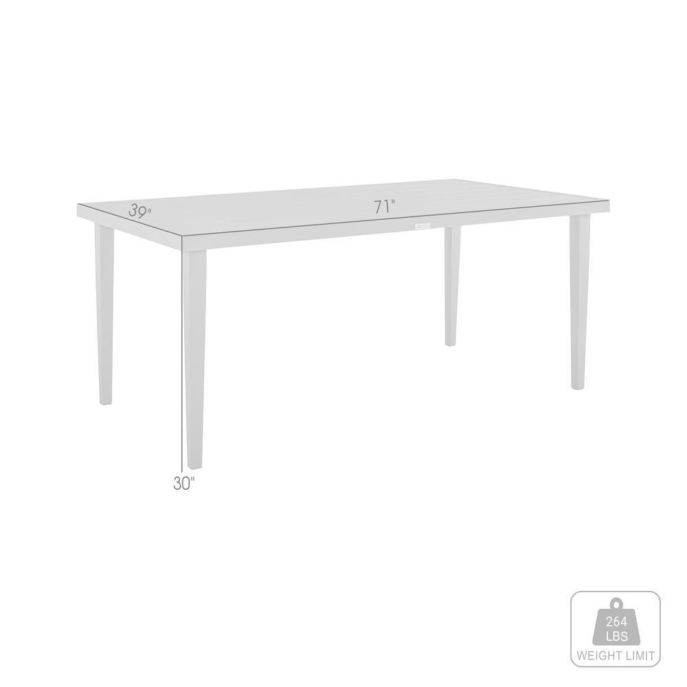 Silvana Outdoor Aluminum Gray Rectangle Dining Table. Picture 6
