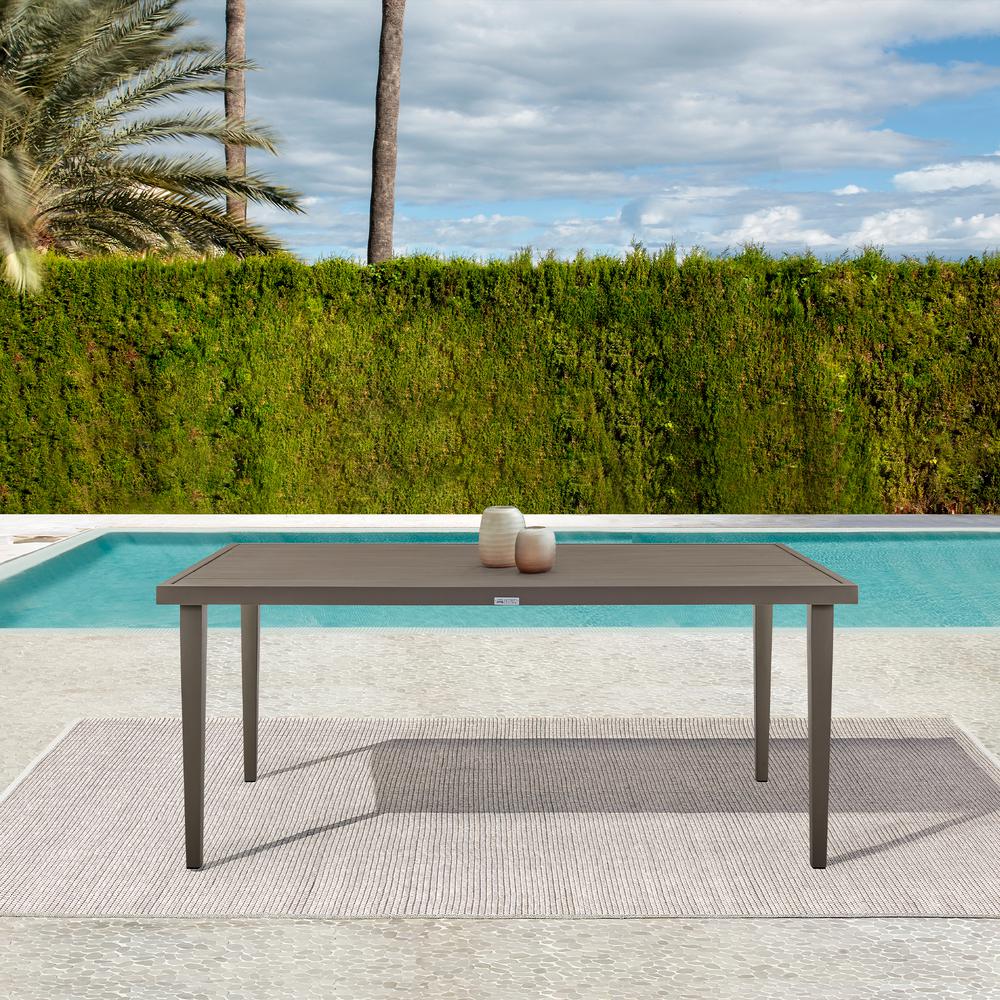 Silvana Outdoor Aluminum Gray Rectangle Dining Table. Picture 7
