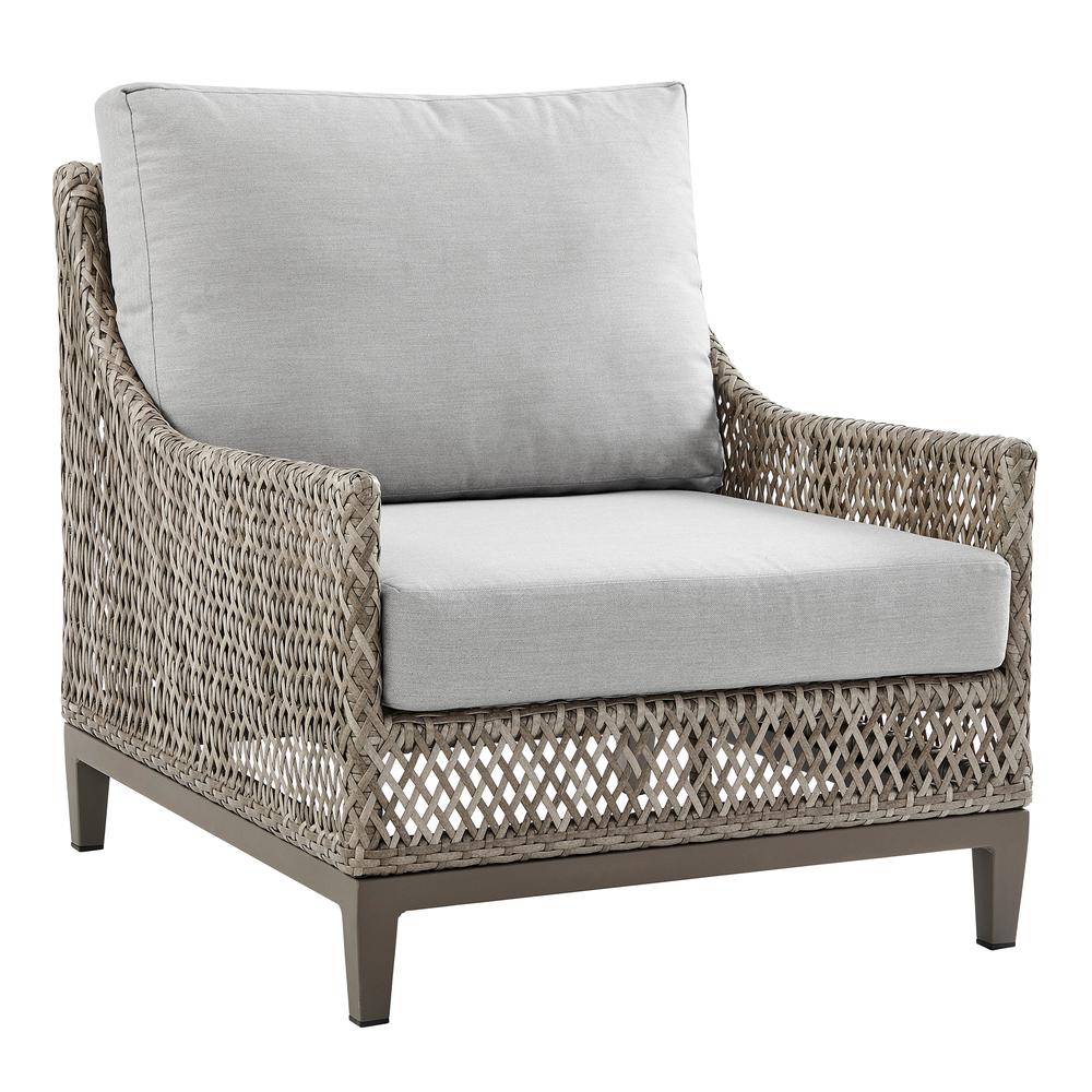 Silvana 4 Piece Outdoor Gray Fabric and Wicker Conversation Set. Picture 3