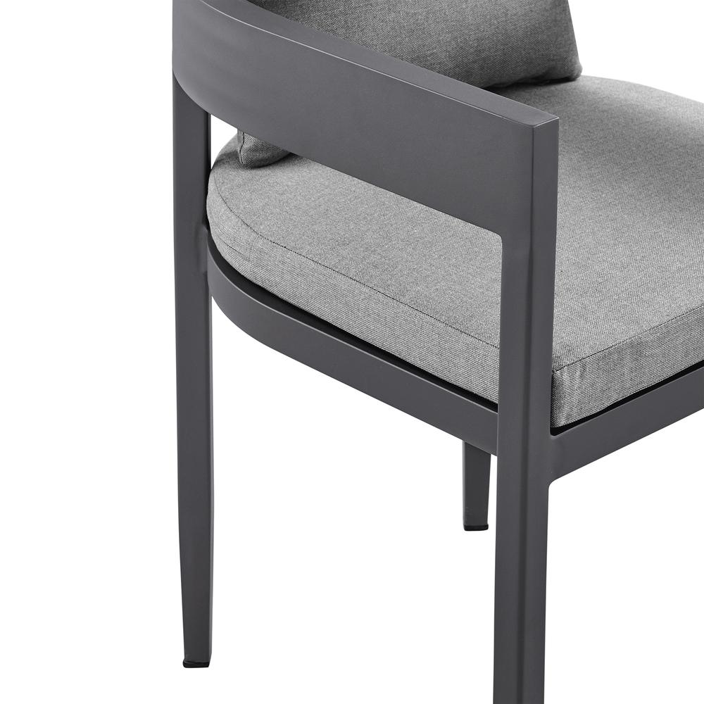 Argiope Outdoor Patio Dining Chairs in Aluminum with Grey Cushions - Set of 2. Picture 6