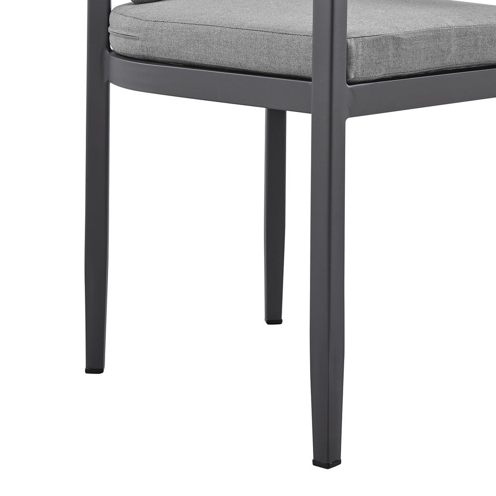 Argiope Outdoor Patio Dining Chairs in Aluminum with Grey Cushions - Set of 2. Picture 7