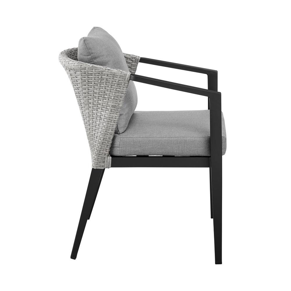 Aileen Outdoor Patio Dining Chairs in Aluminum and Wicker - Set of 2. Picture 3