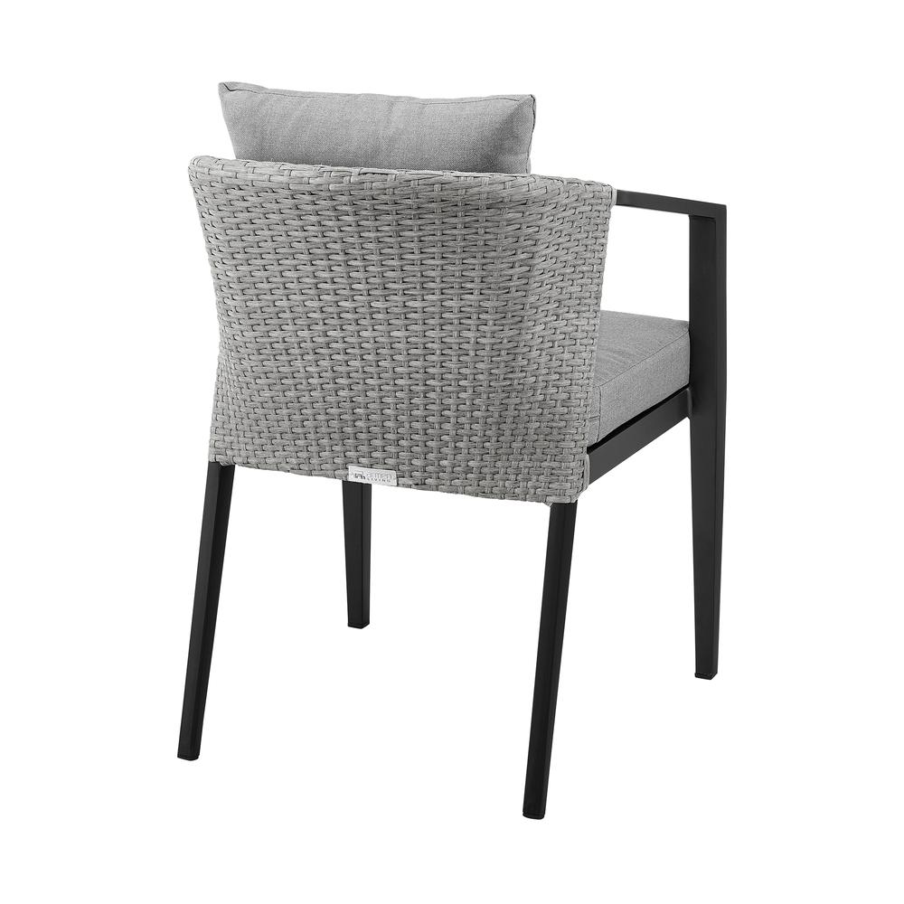 Aileen Outdoor Patio Dining Chairs in Aluminum and Wicker - Set of 2. Picture 4
