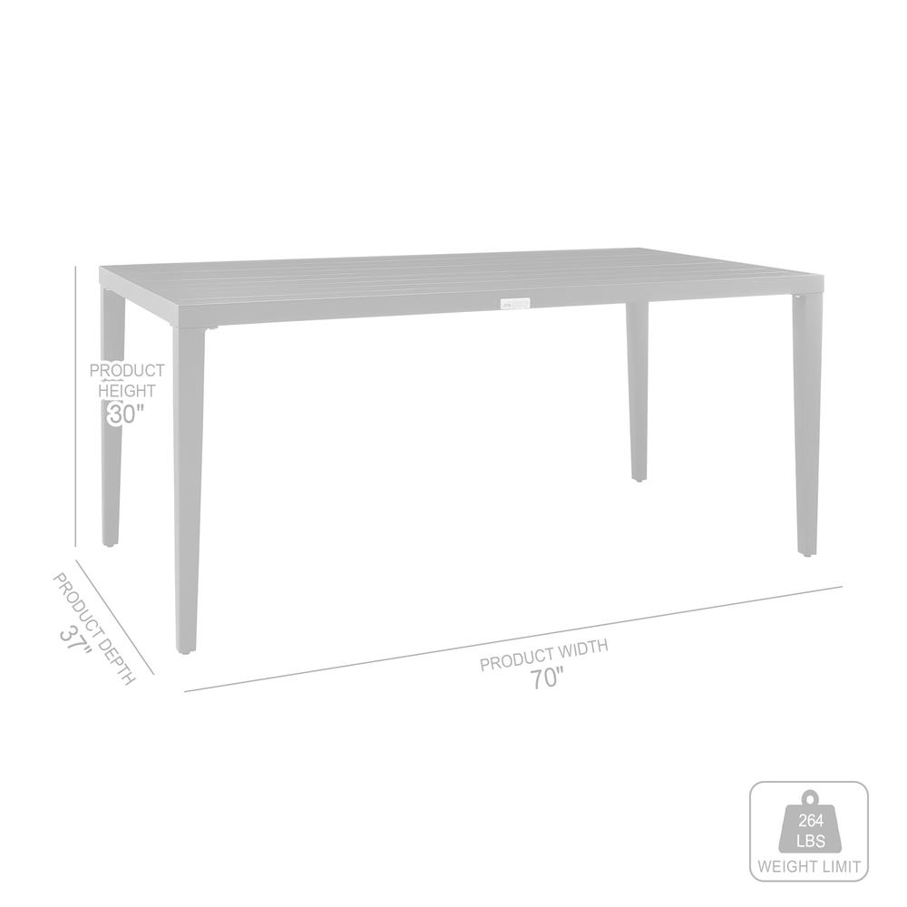 Aileen Outdoor Patio Dining Table in Aluminum. Picture 5