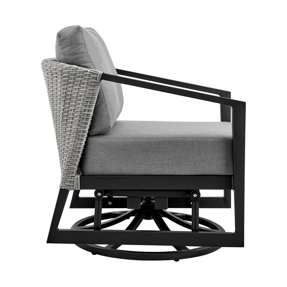 Aileen Outdoor Patio Swivel Lounge Chair in Aluminum with Grey Cushions. Picture 2