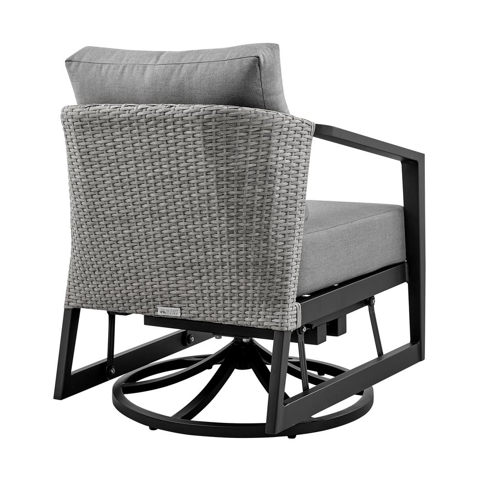 Aileen Outdoor Patio Swivel Lounge Chair in Aluminum with Grey Cushions. Picture 3